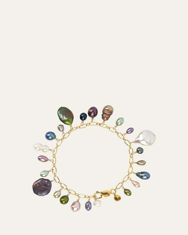 14K Gold Fill Multi Compost Bracelet With Pearls, 7"
